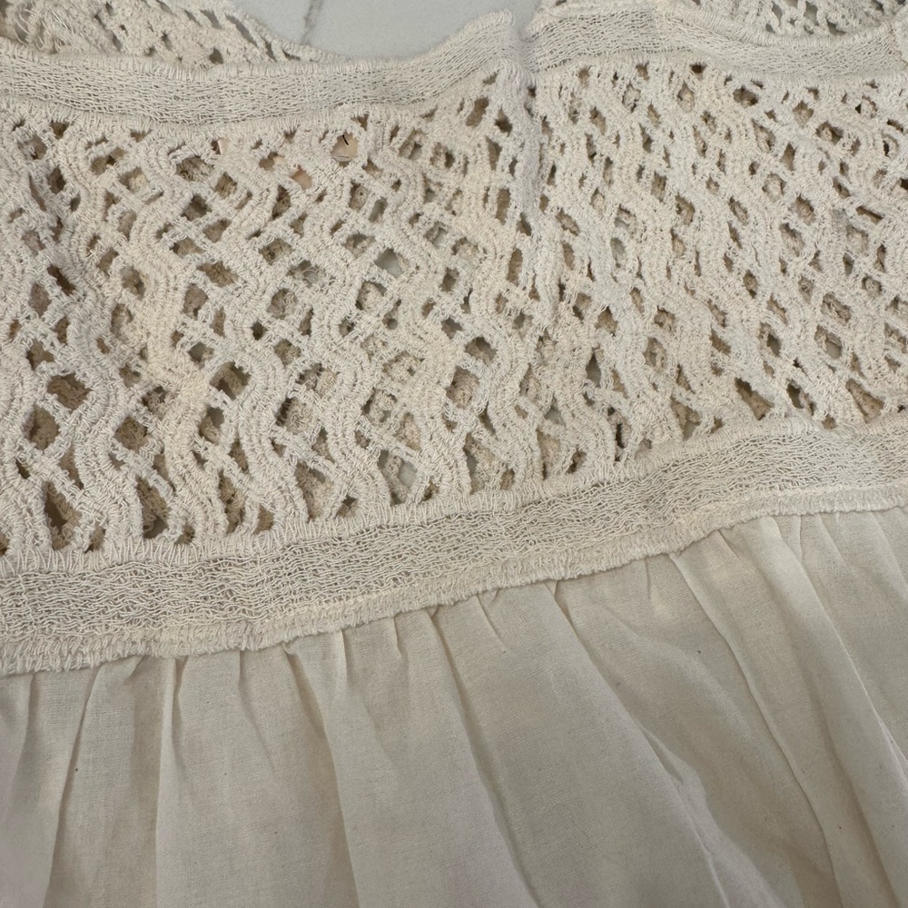 Women's Cream Crochet Tank Top - Lightweight Summer Layer - Picture 7 of 11